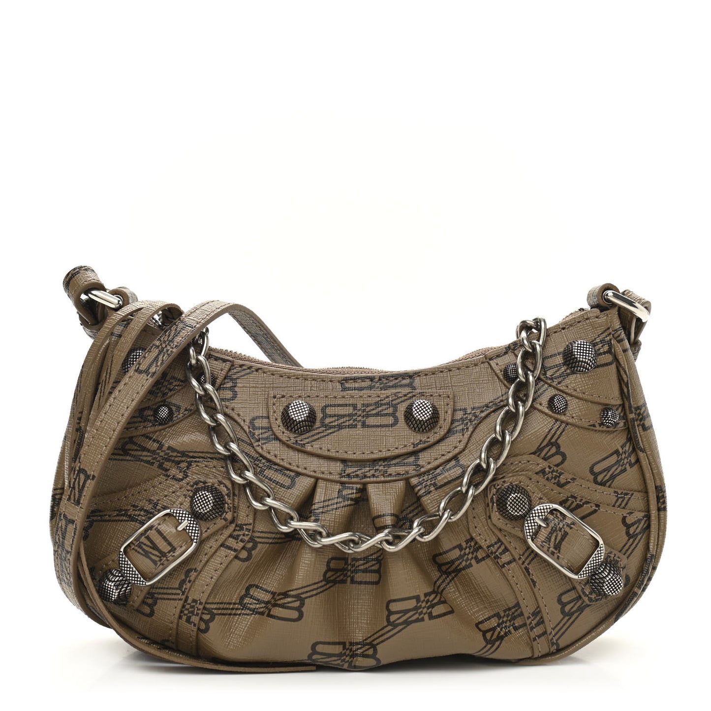 Coated Canvas BB Monogram Le Cagole Mini Purse With Chain Beige Brown