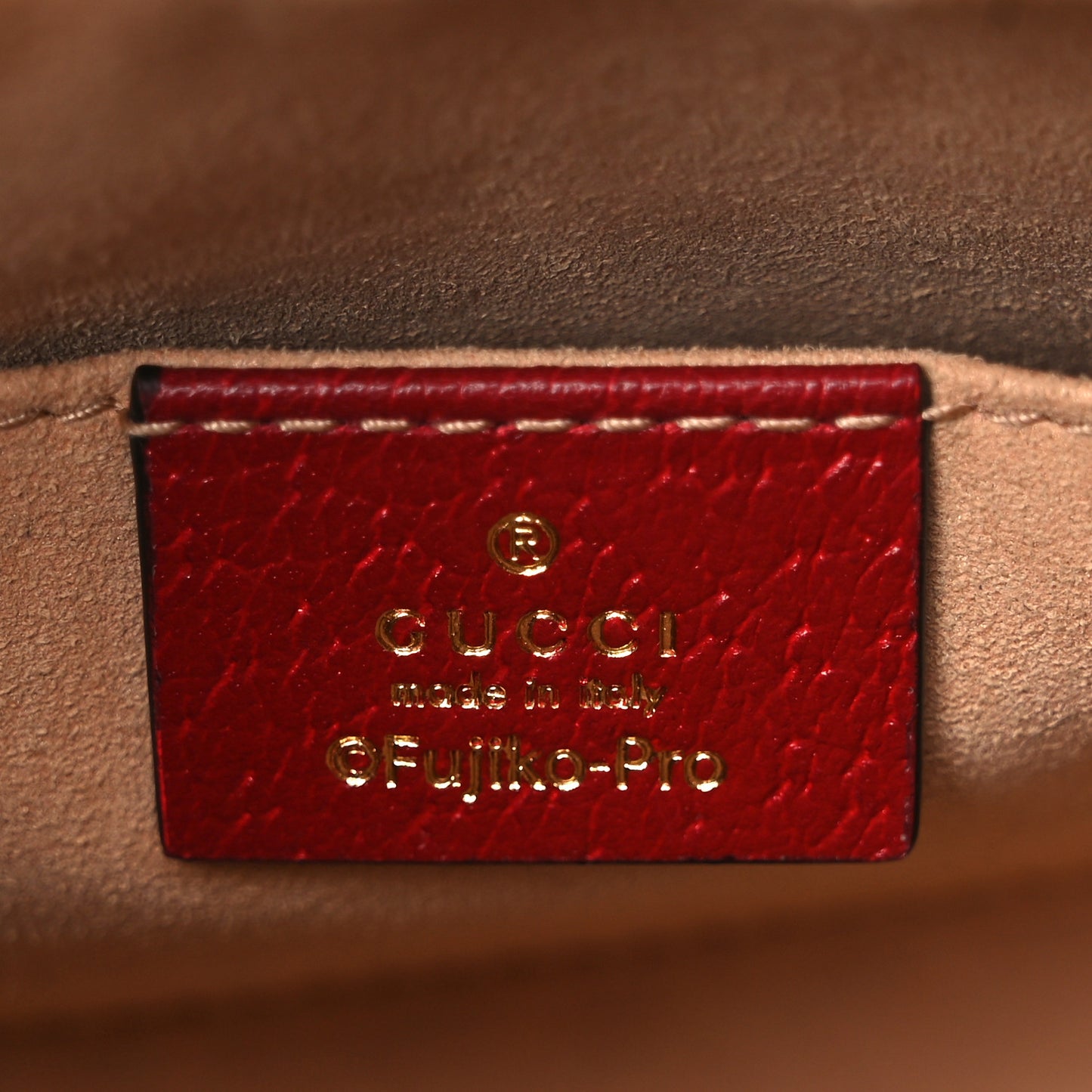 X DORAEMON Mini Vintage GG Supreme Monogram Camera Bag Beige Cherry Red