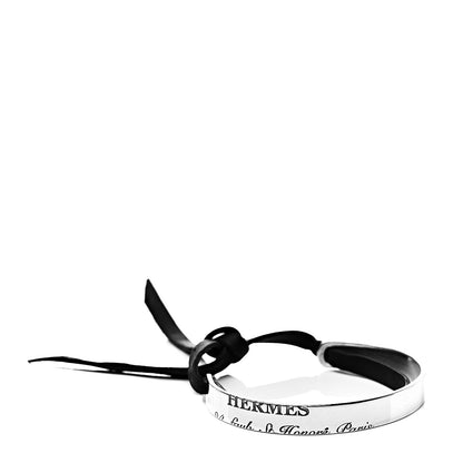 Hermes Sterling Silver Calfskin Cartouche Bracelet SH 4 of 5