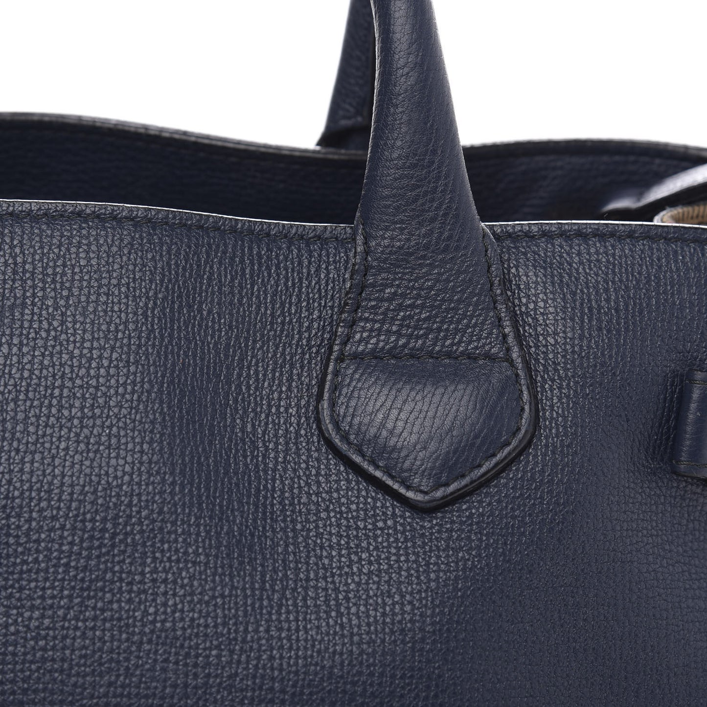 Grainy Calfskin House Check Medium Banner Tote Ink Blue