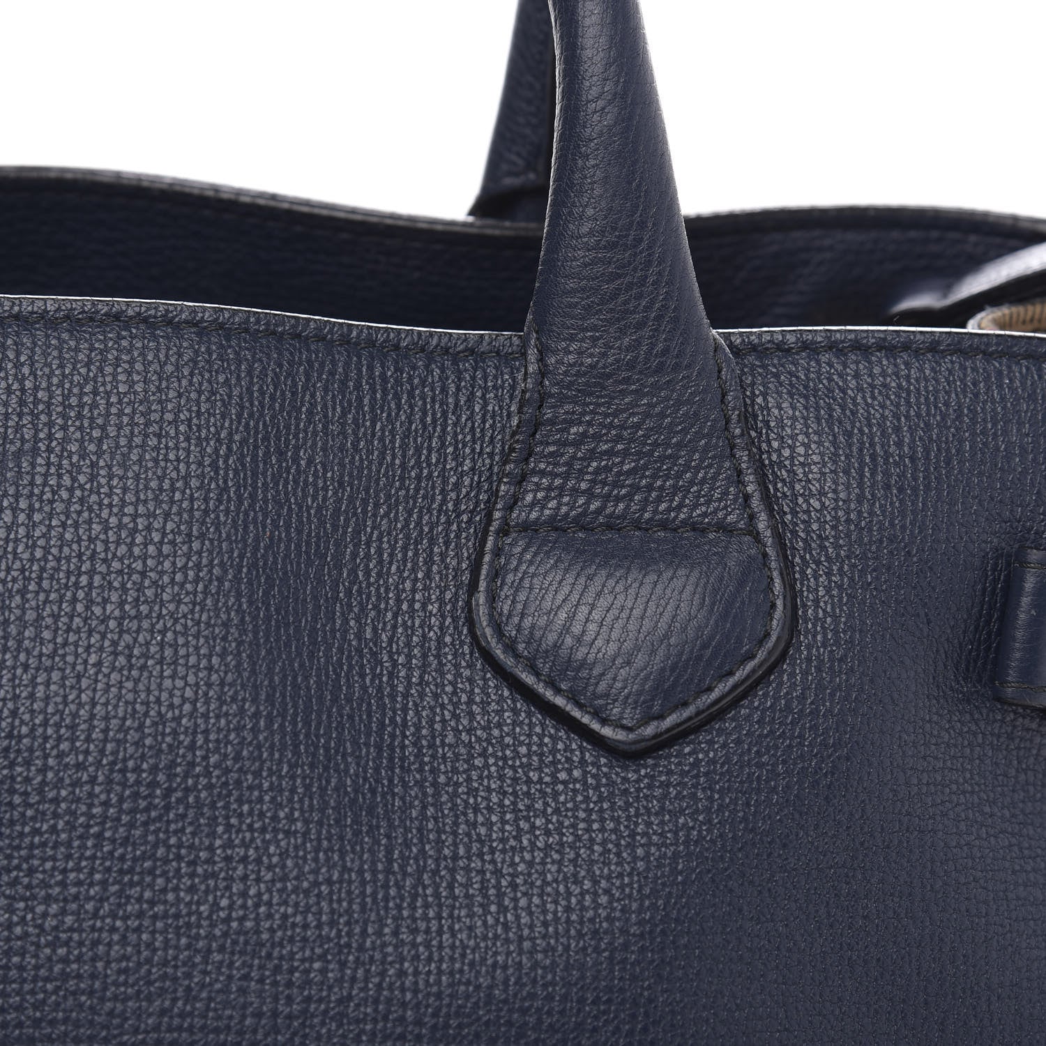 Burberry Grainy Calfskin House Check Medium Banner Tote Ink Blue 9 of 20