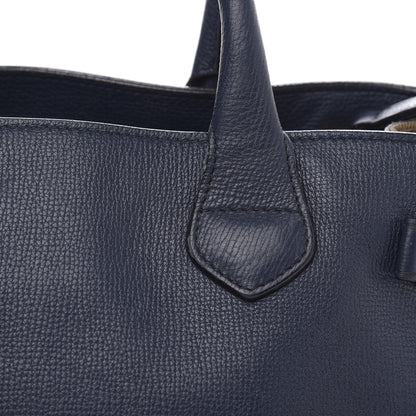 Burberry Grainy Calfskin House Check Medium Banner Tote Ink Blue 9 of 20