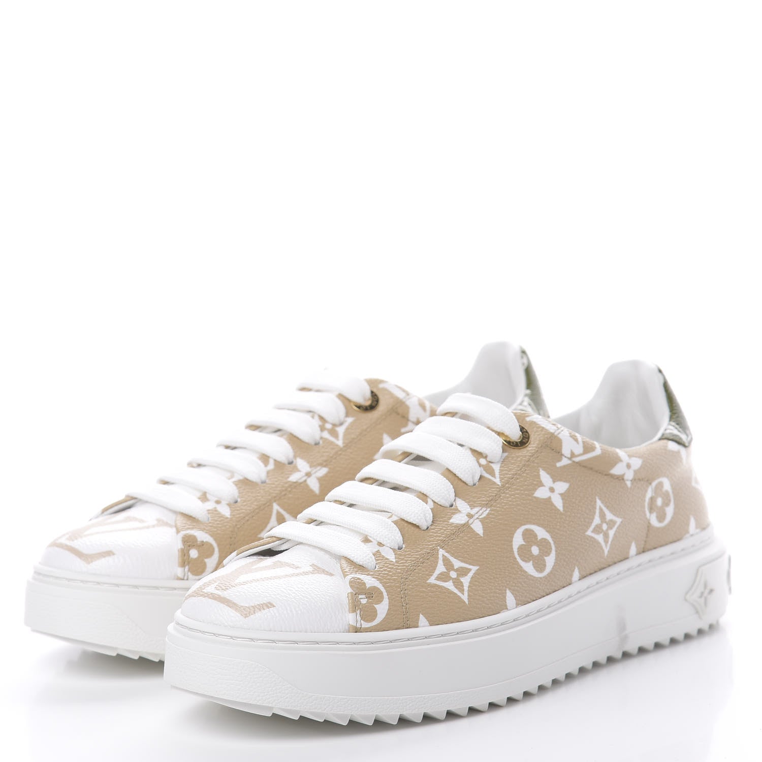 Louis Vuitton Monogram Giant Time Out Sneakers 39 Kaki White Beige 3 of 10