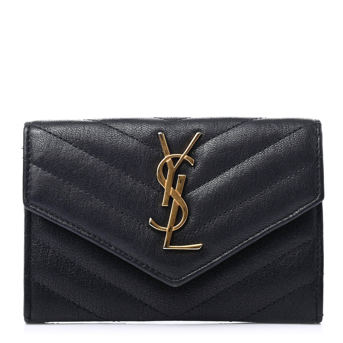 Grain De Poudre Matelasse Chevron Small Monogram Envelope Wallet Deep Marine
