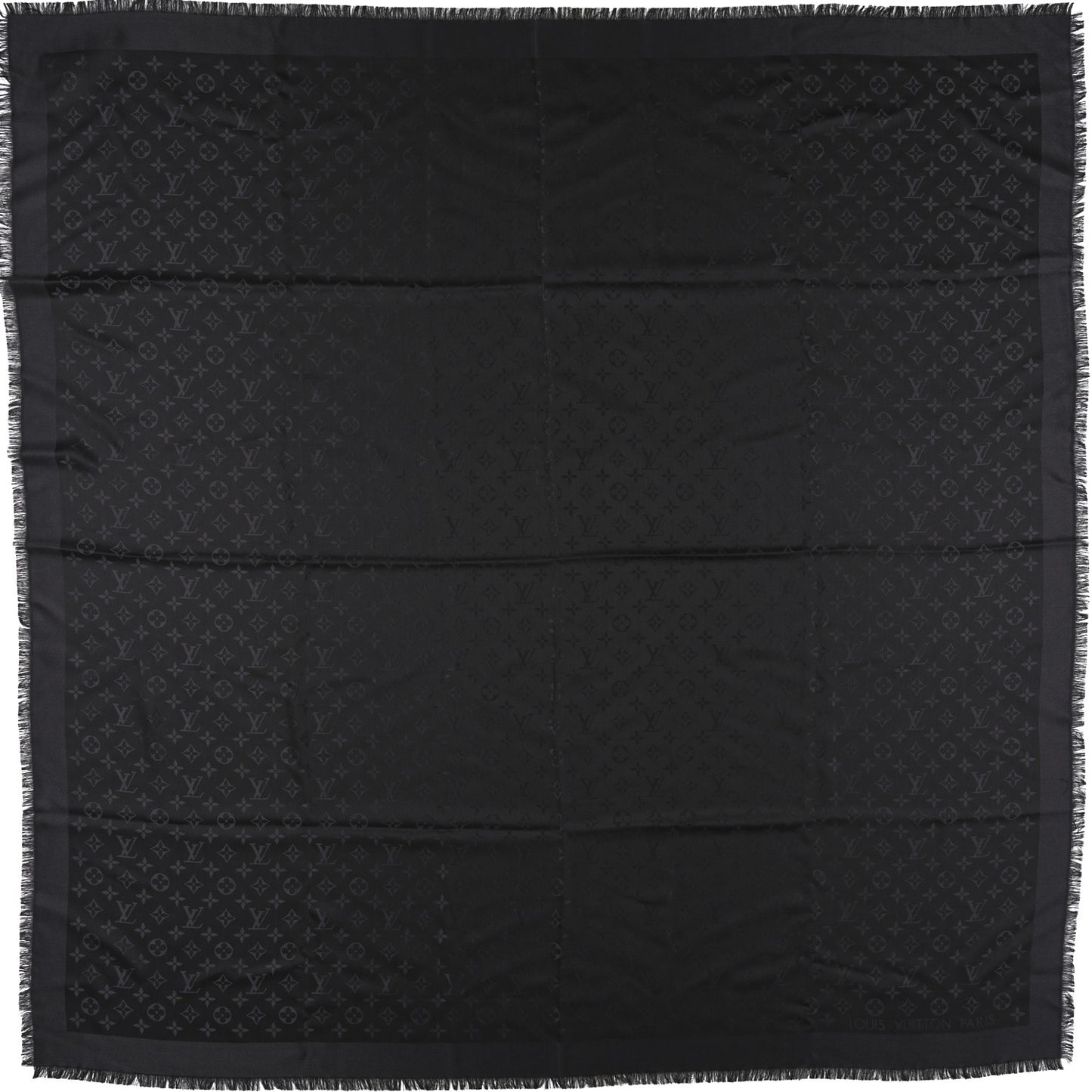 Silk Wool Monogram Shawl Ardoise