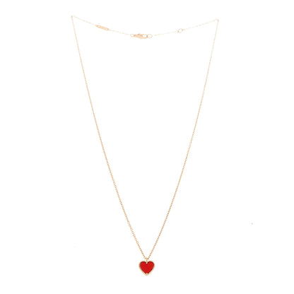 Van Cleef & Arpels 18k Rose Gold Carnelian Sweet Alhambra Heart Pendant Necklace 3 of 5