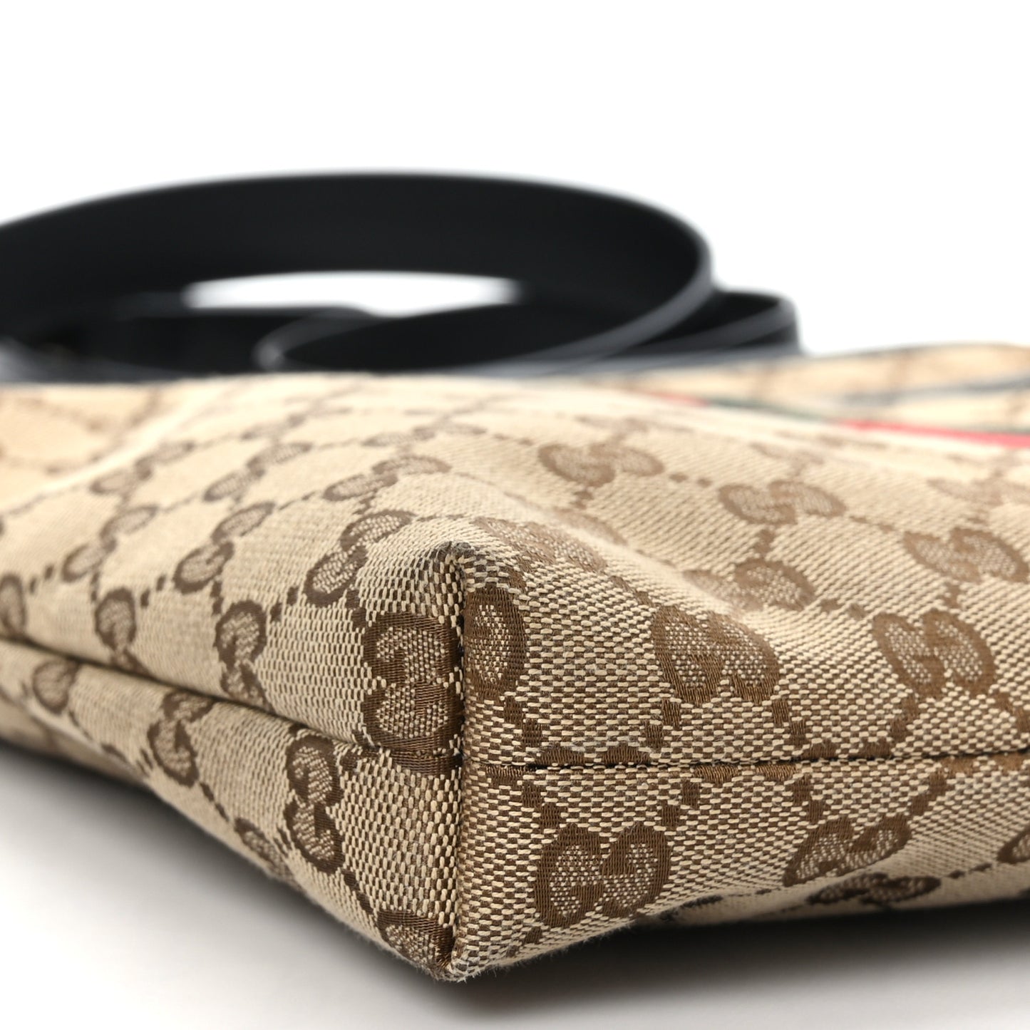 GG Monogram Web Flat Messenger Bag Black