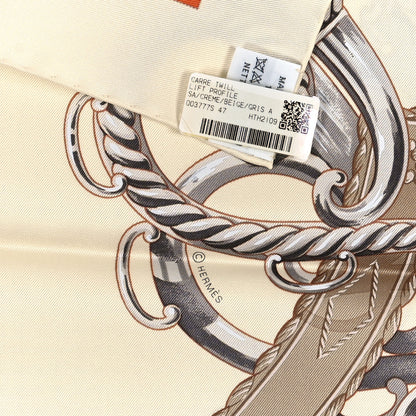 Hermes Silk Lift Profile Scarf 90 Creme Beige Gris 3 of 3