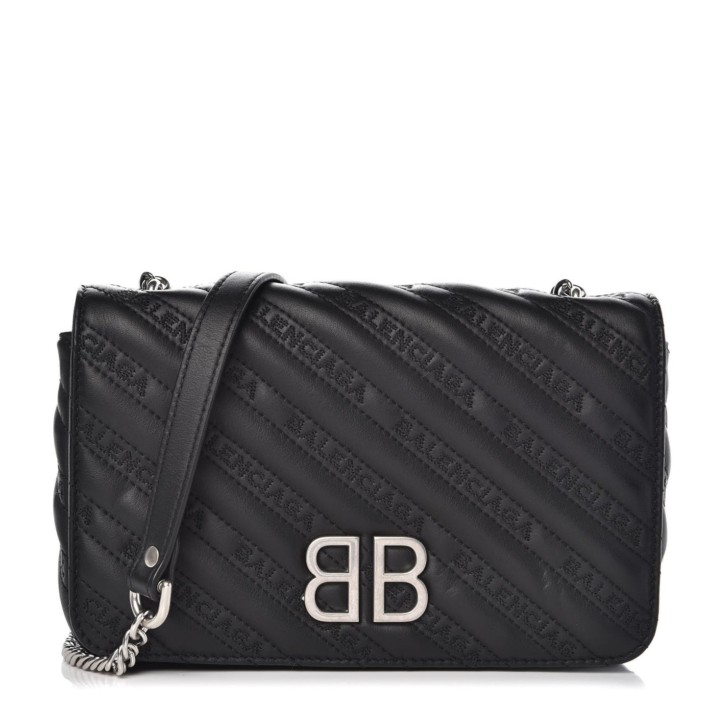 Calfskin Logo Matelasse S BB Round Crossbody Bag Black