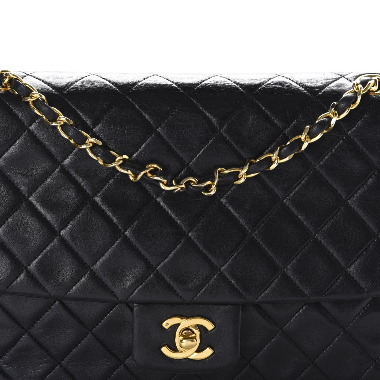 Lambskin Quilted Medium Single Flap Black