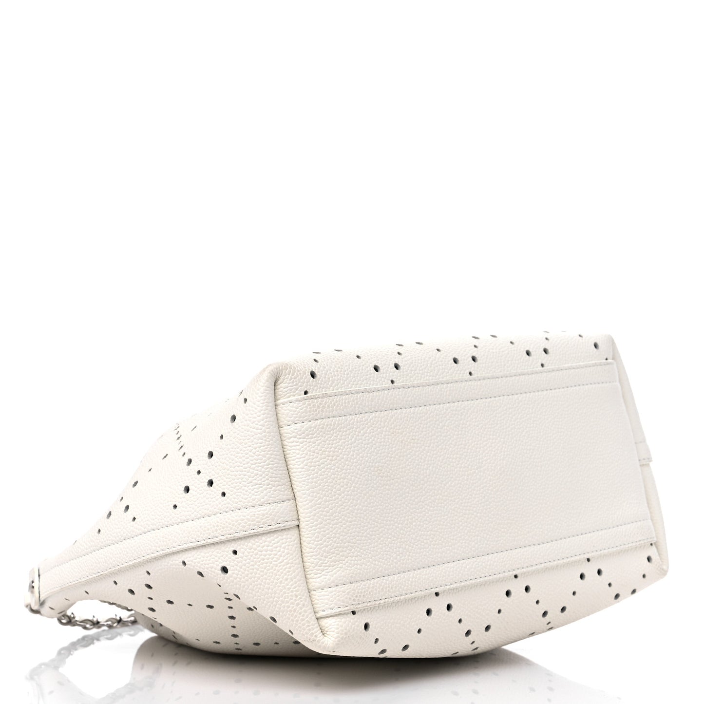 Caviar Perforated Drawstring CC Bag White