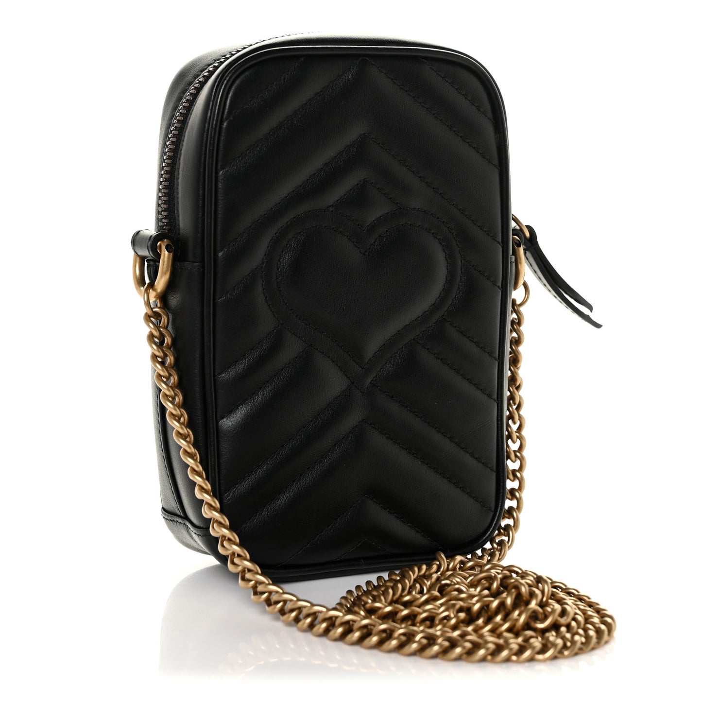 Calfskin Matelasse Mini GG Marmont Crossbody Bag Black