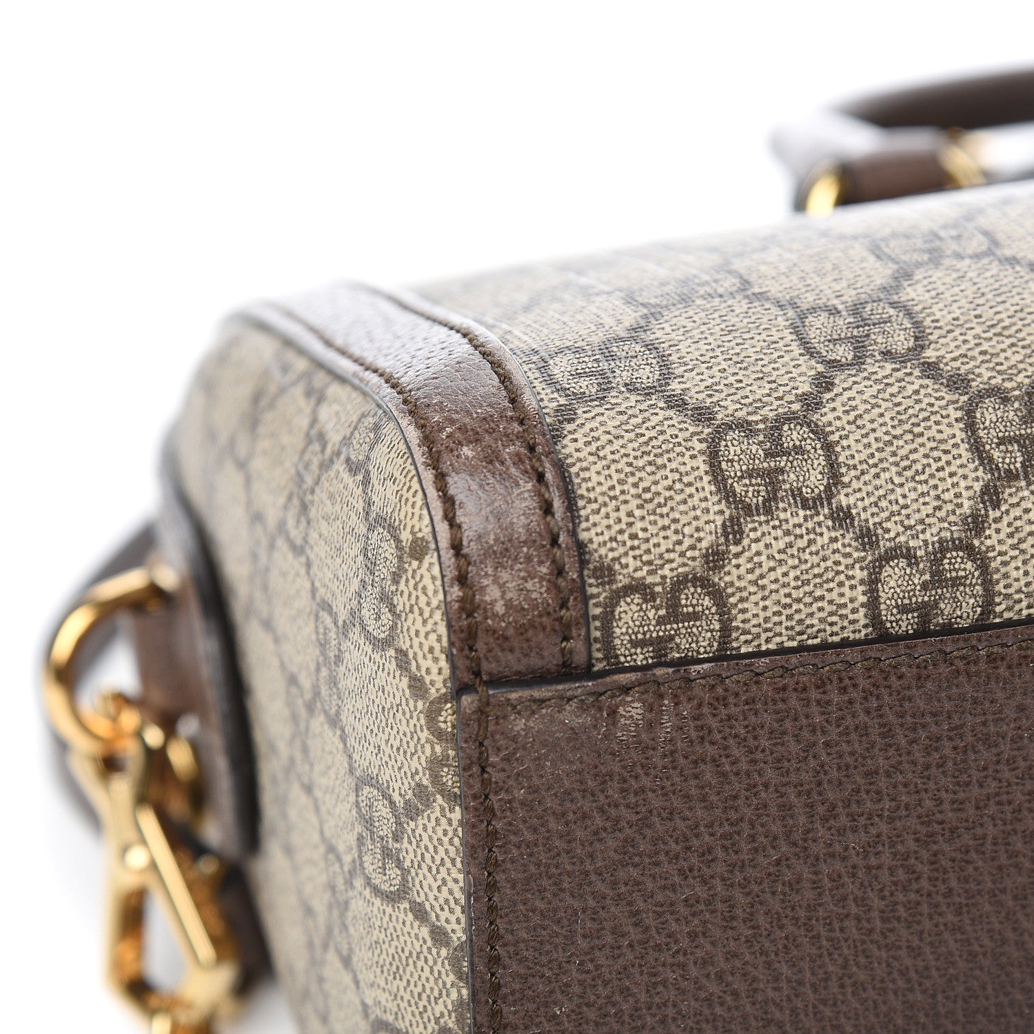 Gucci GG Supreme Monogram Web Medium Ophidia Boston Brown 10 of 14