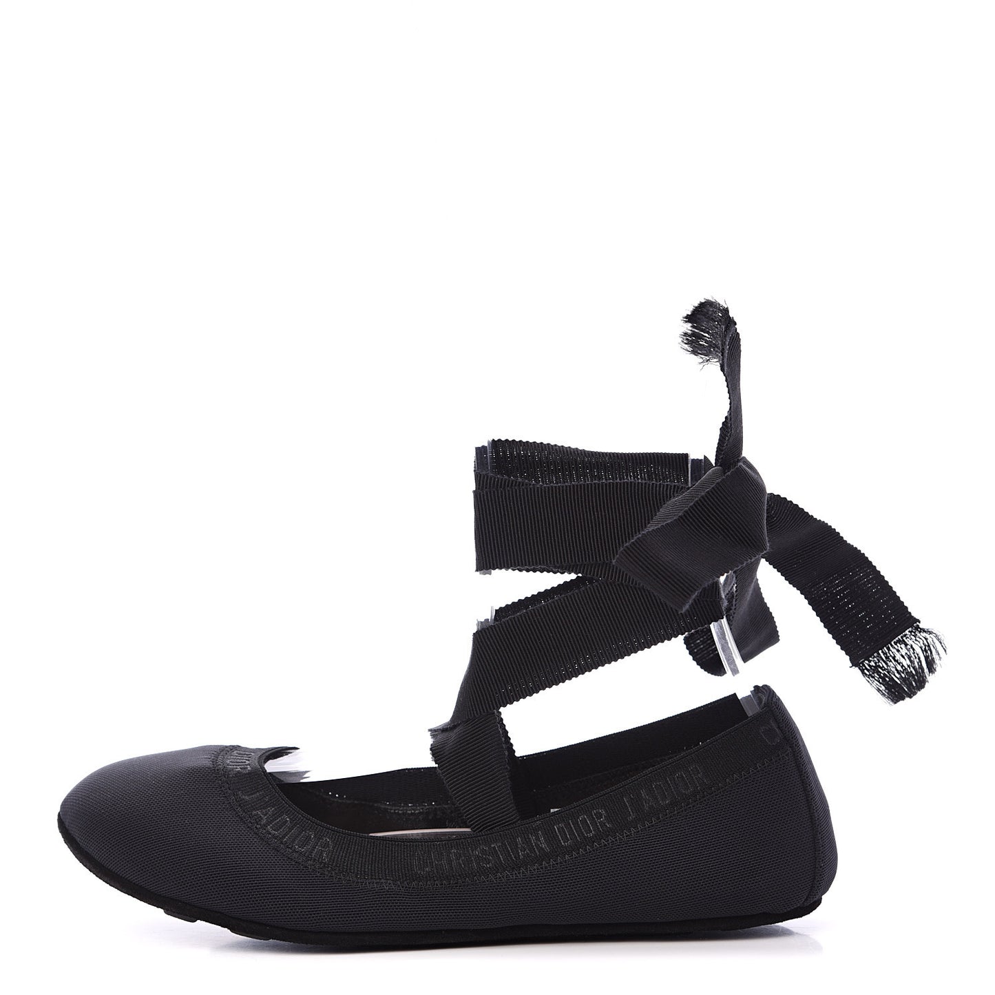 Micro Mesh Academy Lace-Up Ballerina Flats 36.5 Black