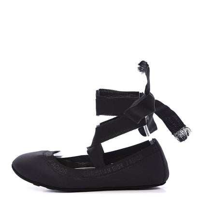 Christian Dior Micro Mesh Academy Lace-Up Ballerina Flats 36.5 Black 1 of 7