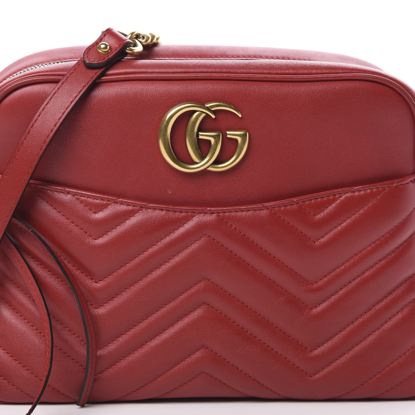 Calfskin Matelasse Medium GG Marmont Chain Shoulder Bag Hibiscus Red