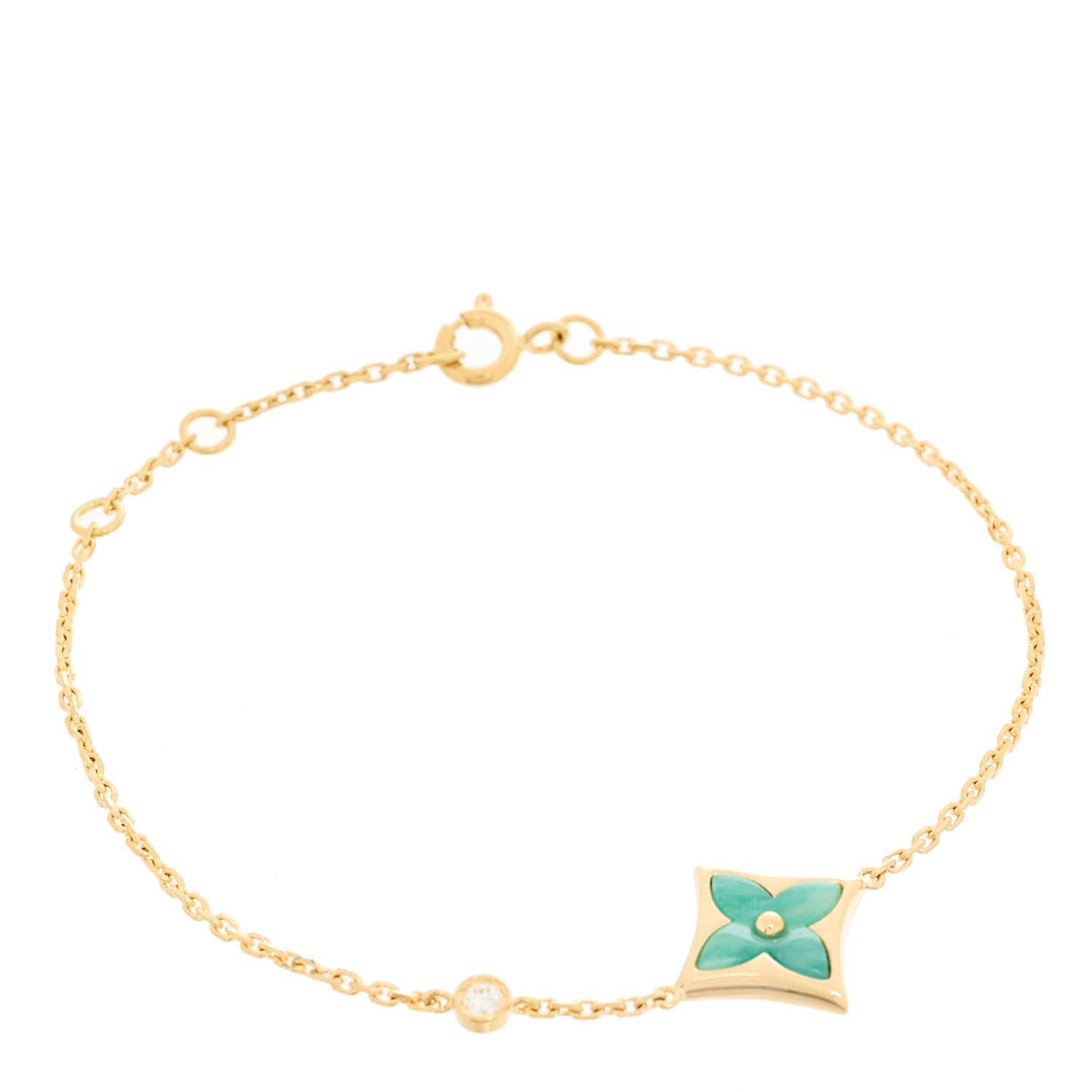 Louis Vuitton 18K Yellow Gold Diamond Amazonite Color Blossom BB Star Bracelet 1 of 4