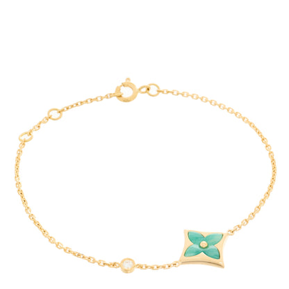Louis Vuitton 18K Yellow Gold Diamond Amazonite Color Blossom BB Star Bracelet 1 of 4