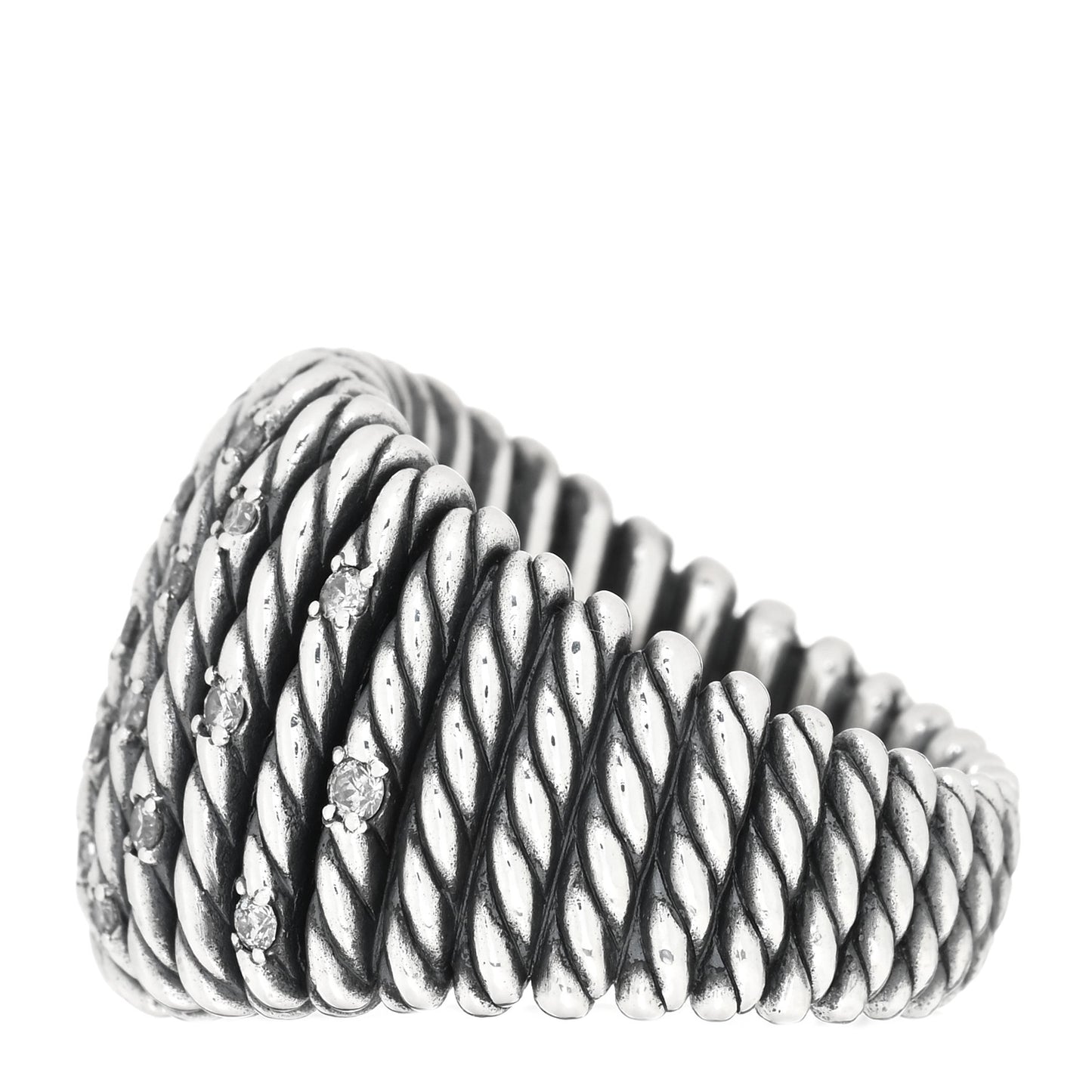 Darkened Sterling Silver Diamond Tempo Ring 54 7