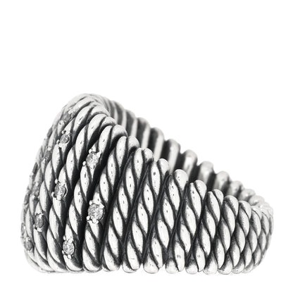 David Yurman Darkened Sterling Silver Diamond Tempo Ring 54 7 4 of 5