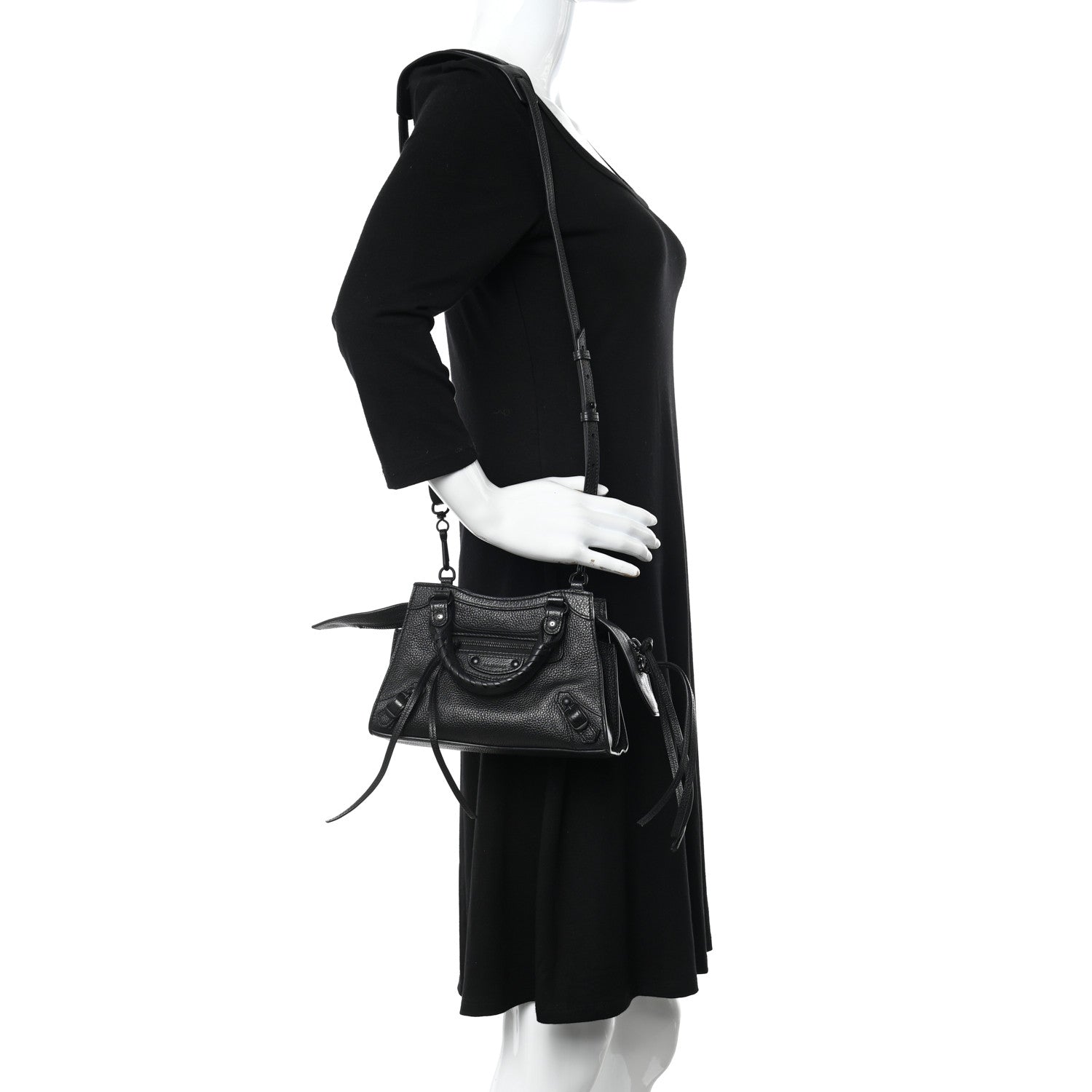 Balenciaga Grained Calfskin Neo Classic Black Hardware Mini City Black 2 of 12
