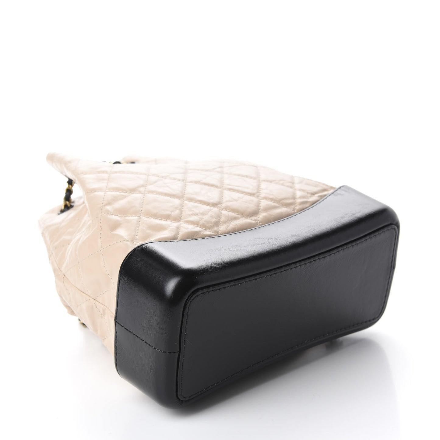 Aged Calfskin Quilted Gabrielle Backpack Beige Black