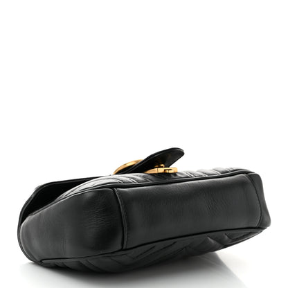 Gucci Calfskin Matelasse Mini GG Marmont Shoulder Bag Black 4 of 12