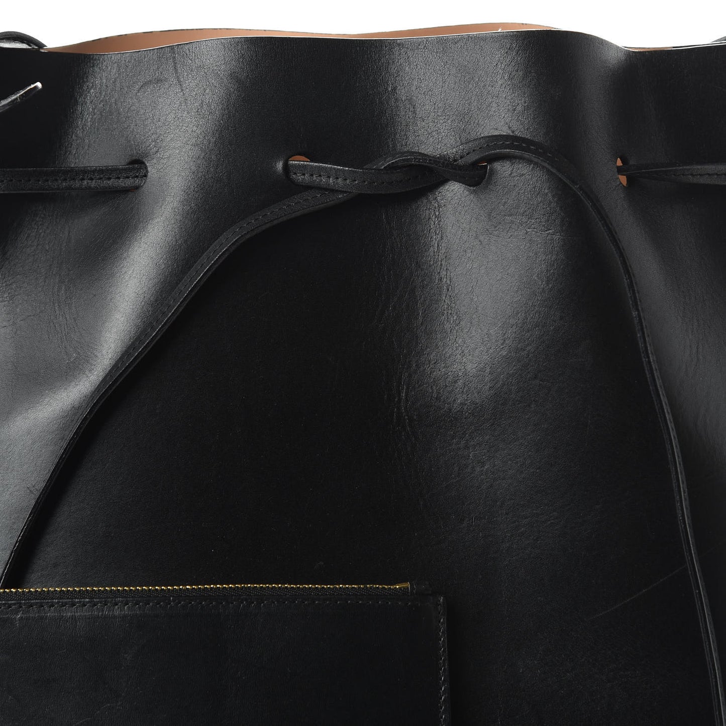 Vegetable Tanned Calfskin Bucket Bag Black Ballerina