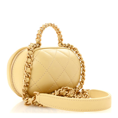 Chanel Lambskin Quilted CC Bubble Vanity Case With Chain Light Yellow 3 of 12