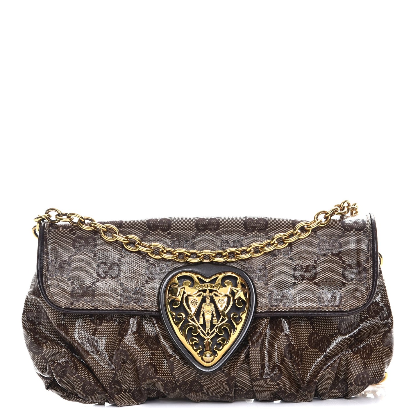 Crystal Monogram Babouska Clutch Dark Brown