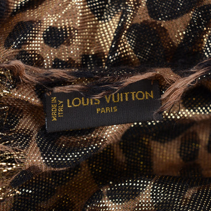 Louis Vuitton Cashmere Silk Leopard Etole Stole Disco Marron 6 of 7