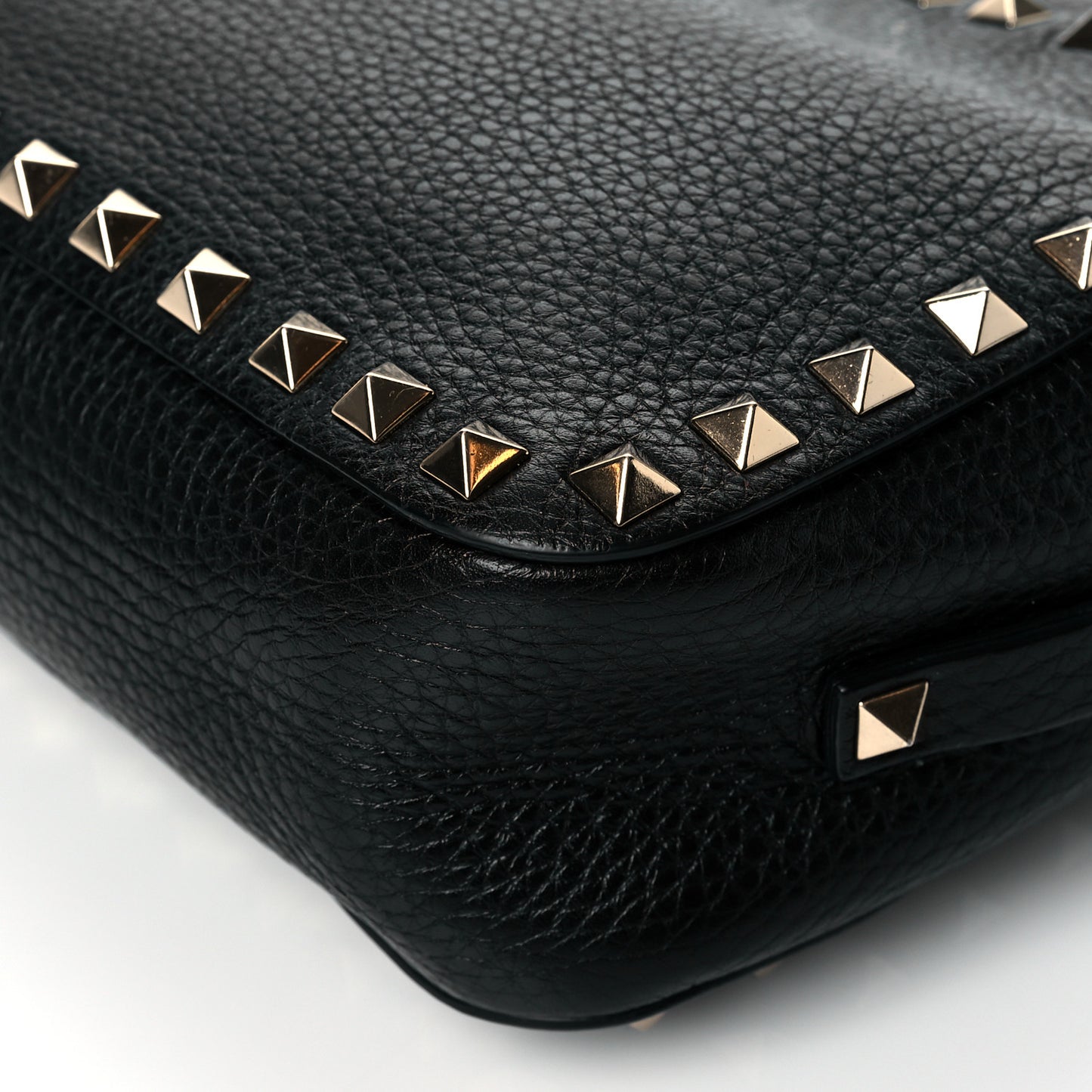 Pebbled Calfskin Rockstud Camera Crossbody Bag Black