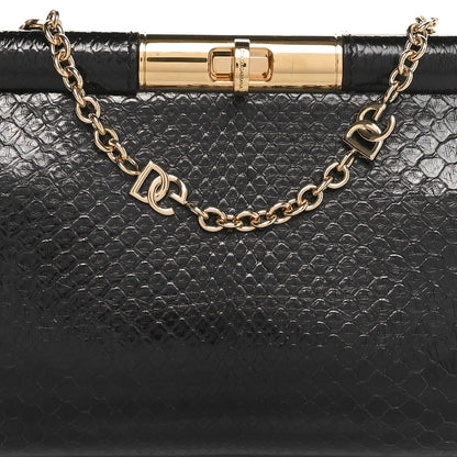 Dolce & Gabbana Snakeskin Medium Marlene Chain Clutch Black 7 of 9
