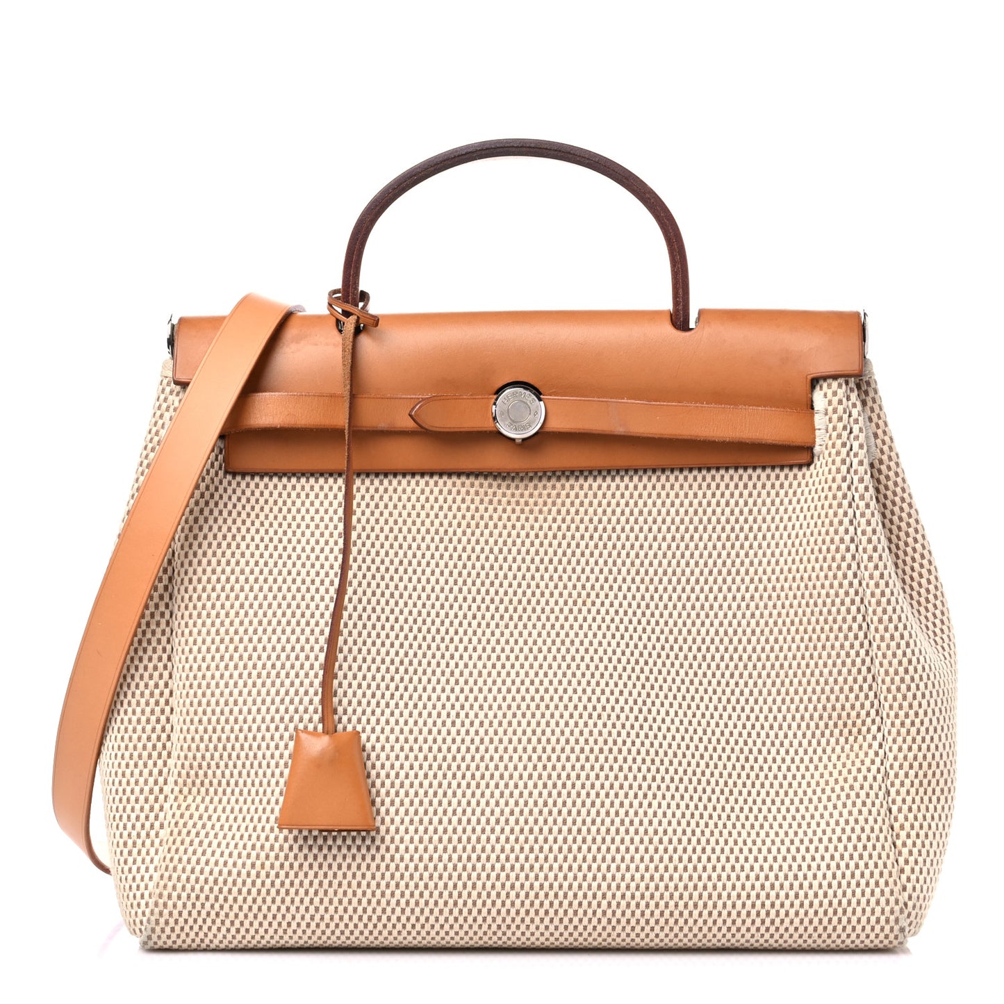 Toile Vache Calfskin Herbag 30 PM Black Natural