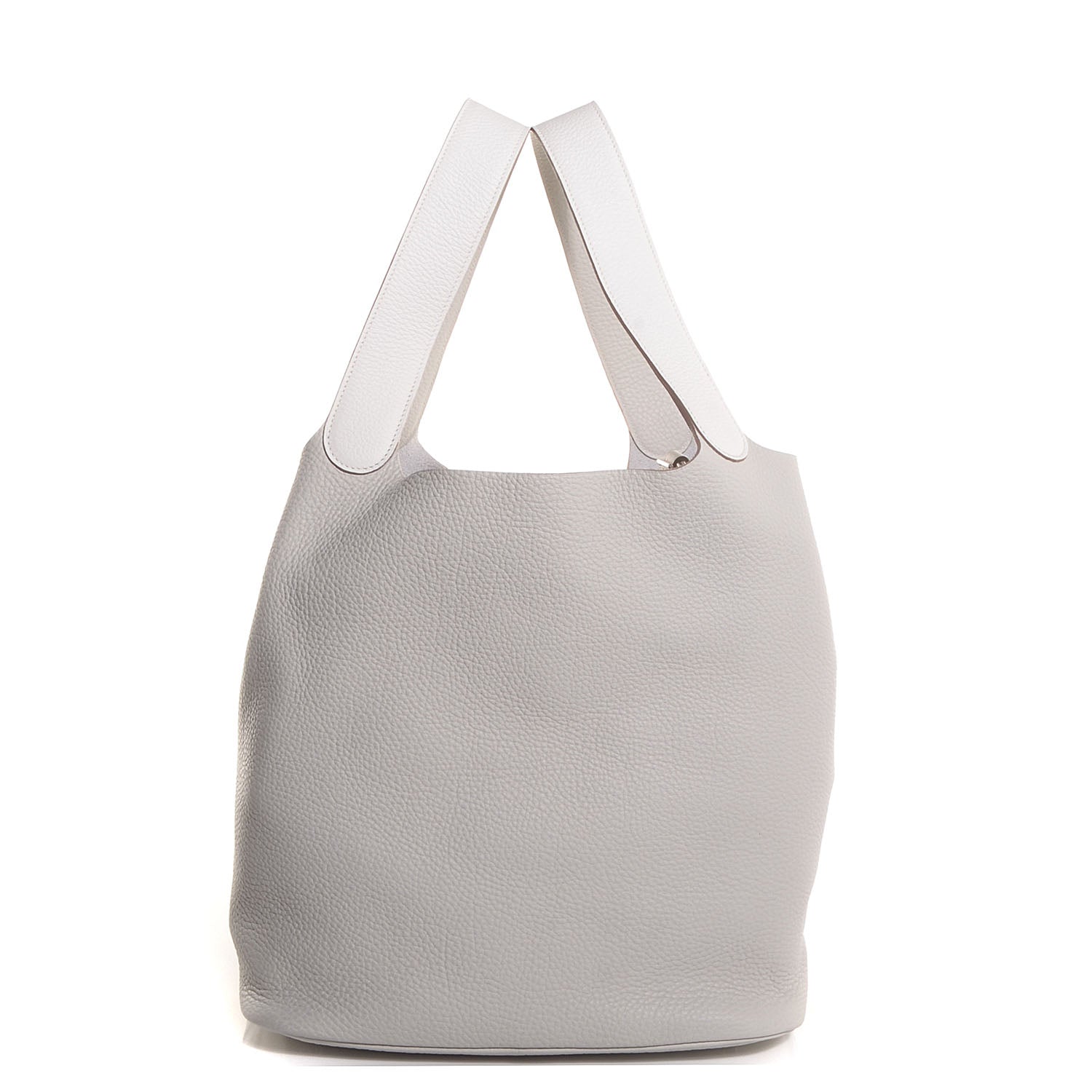 Hermes Taurillon Clemence Picotin Lock TGM Gris Perle White 1 of 14