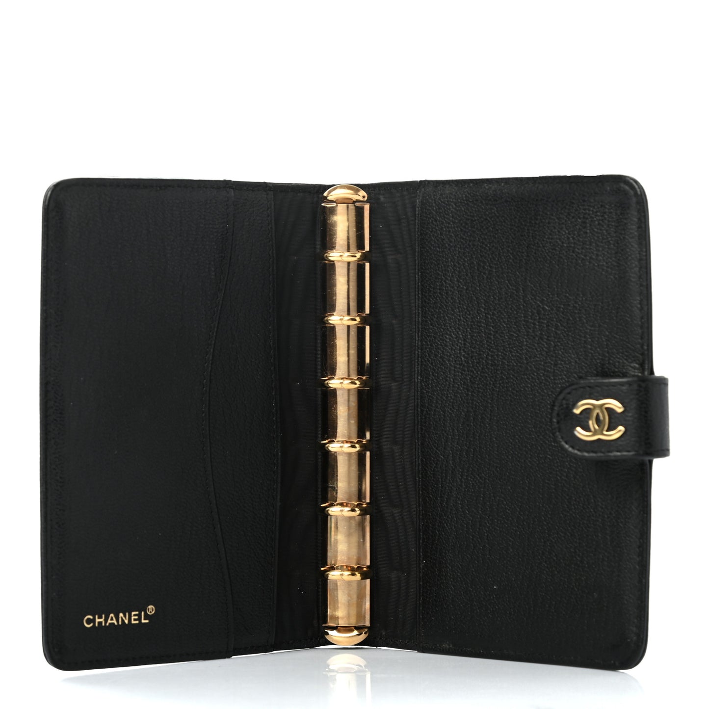 Goatskin Small Ring Agenda Planner Black