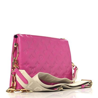 Louis Vuitton Lambskin Embossed Monogram Coussin PM Rose Bougainvillier Pink 3 of 13