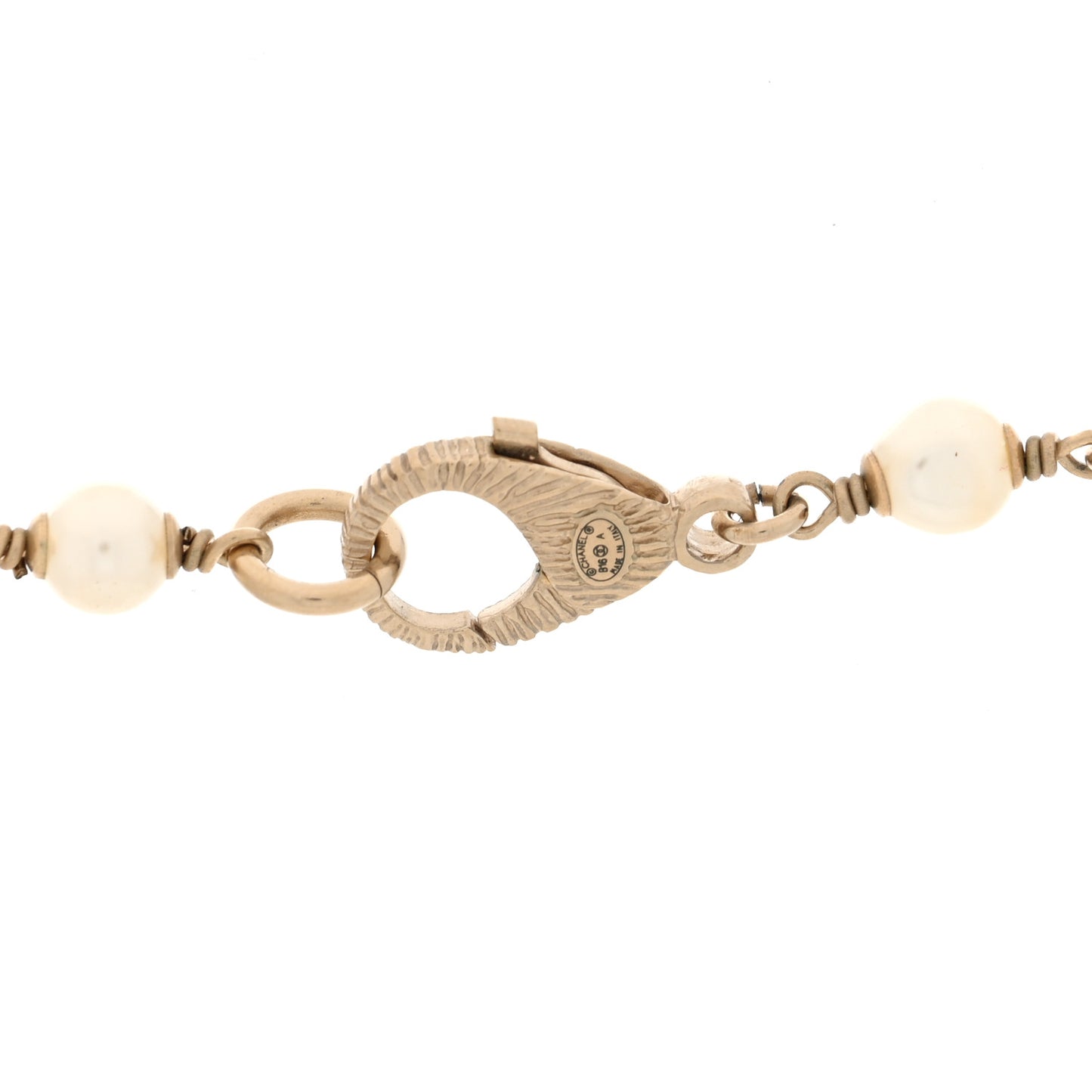 Pearl CC Flower Long Necklace White Gold
