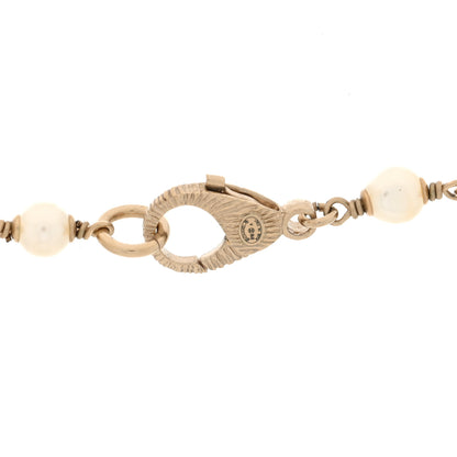 Chanel Pearl CC Flower Long Necklace White Gold 4 of 5