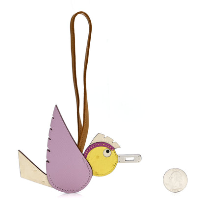 Hermes Ostrich Epsom Swift Birdy Bag Charm Mauve Sylvestre Nata Jaune Citron Magnolia Sesame 2 of 4