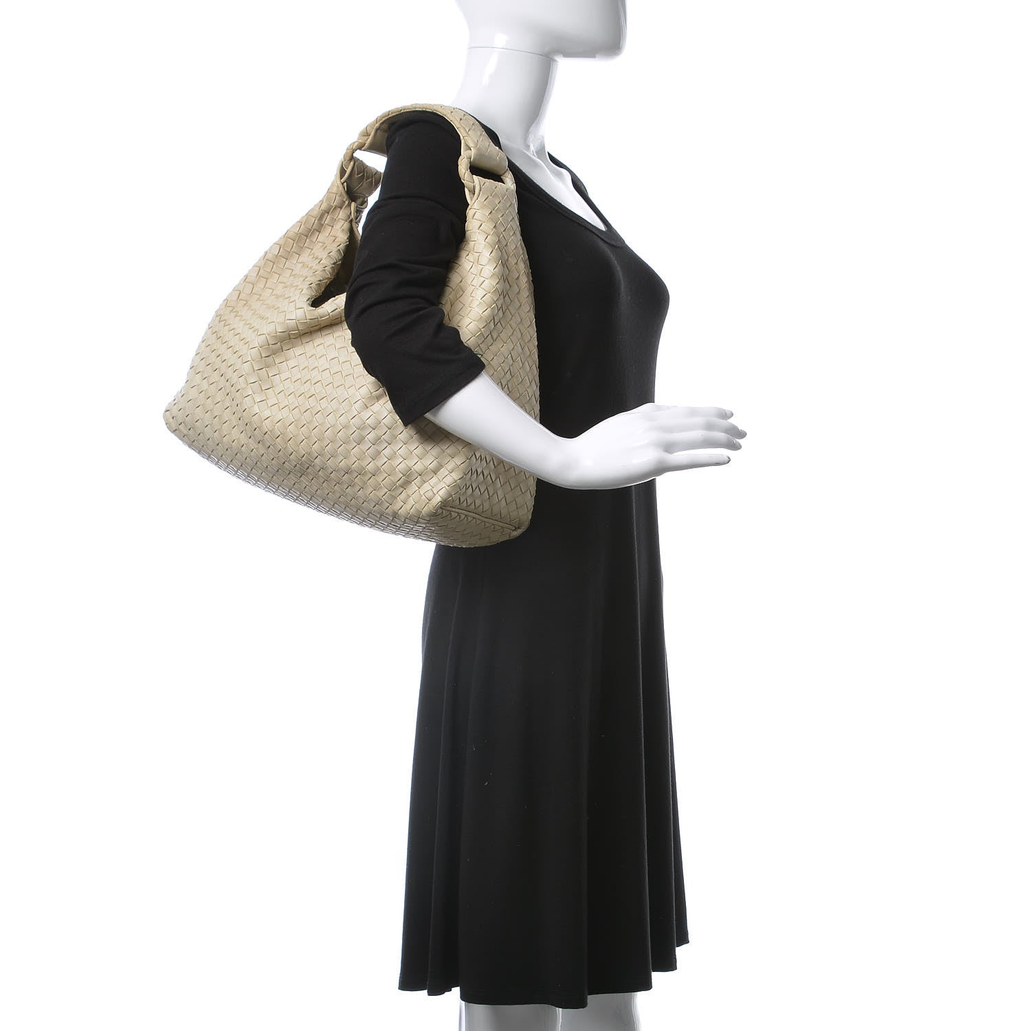 Bottega Veneta Nappa Intrecciato Sloane Hobo Cream 365134