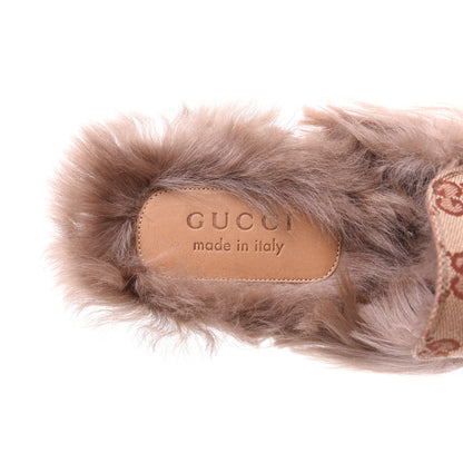 Gucci GG Monogram Fur Mens Princetown Slippers 8 Beige Ruggine Rust 7 of 9