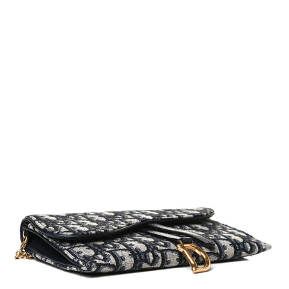 Christian Dior Oblique Saddle Chain Long Wallet Blue 4 of 14