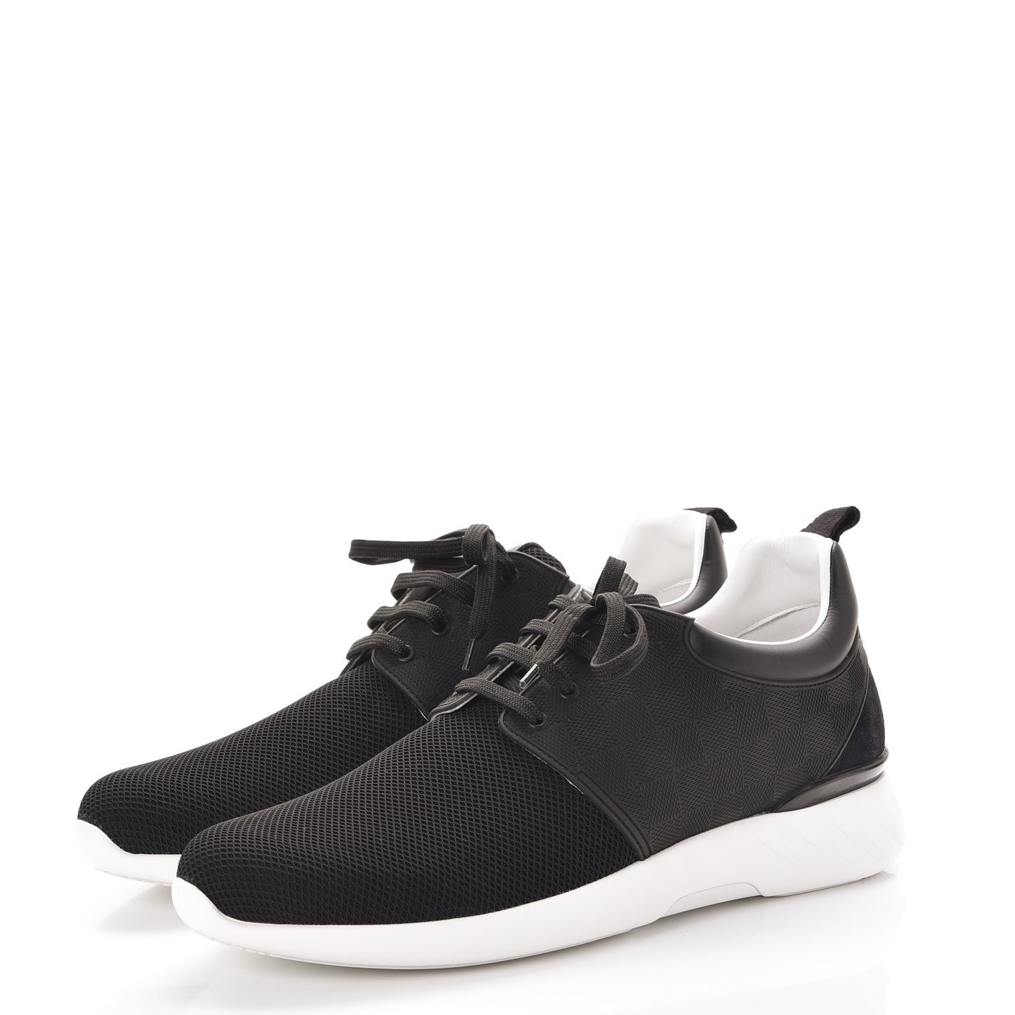 Rubber Mesh Suede Damier Fastlane Low Sneakers 10 Black