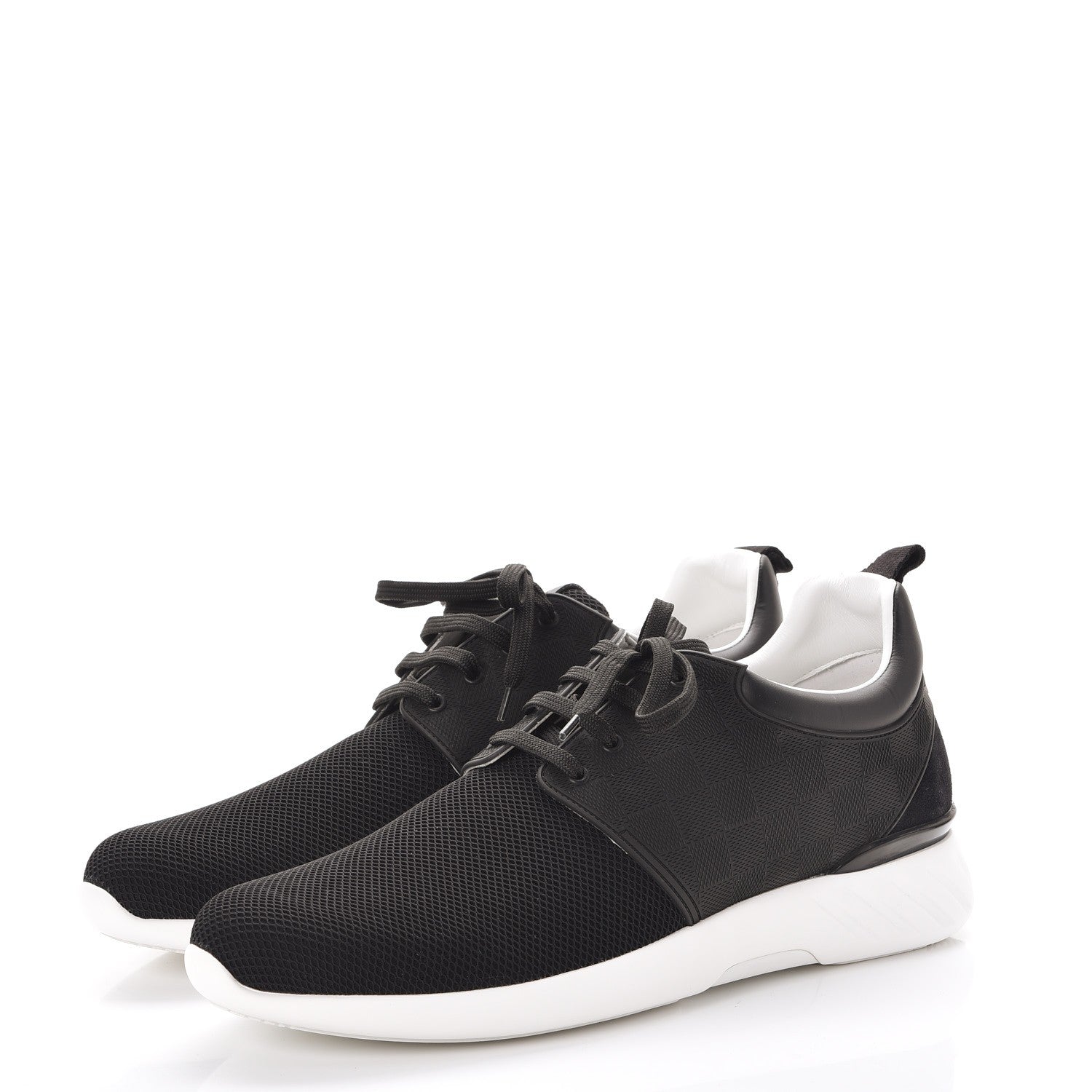 Louis Vuitton Rubber Mesh Suede Damier Fastlane Low Sneakers 10 Black 3 of 10