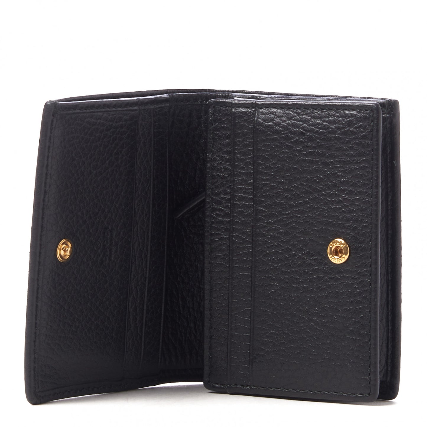 Pebbled Calfskin GG Marmont Card Case Black