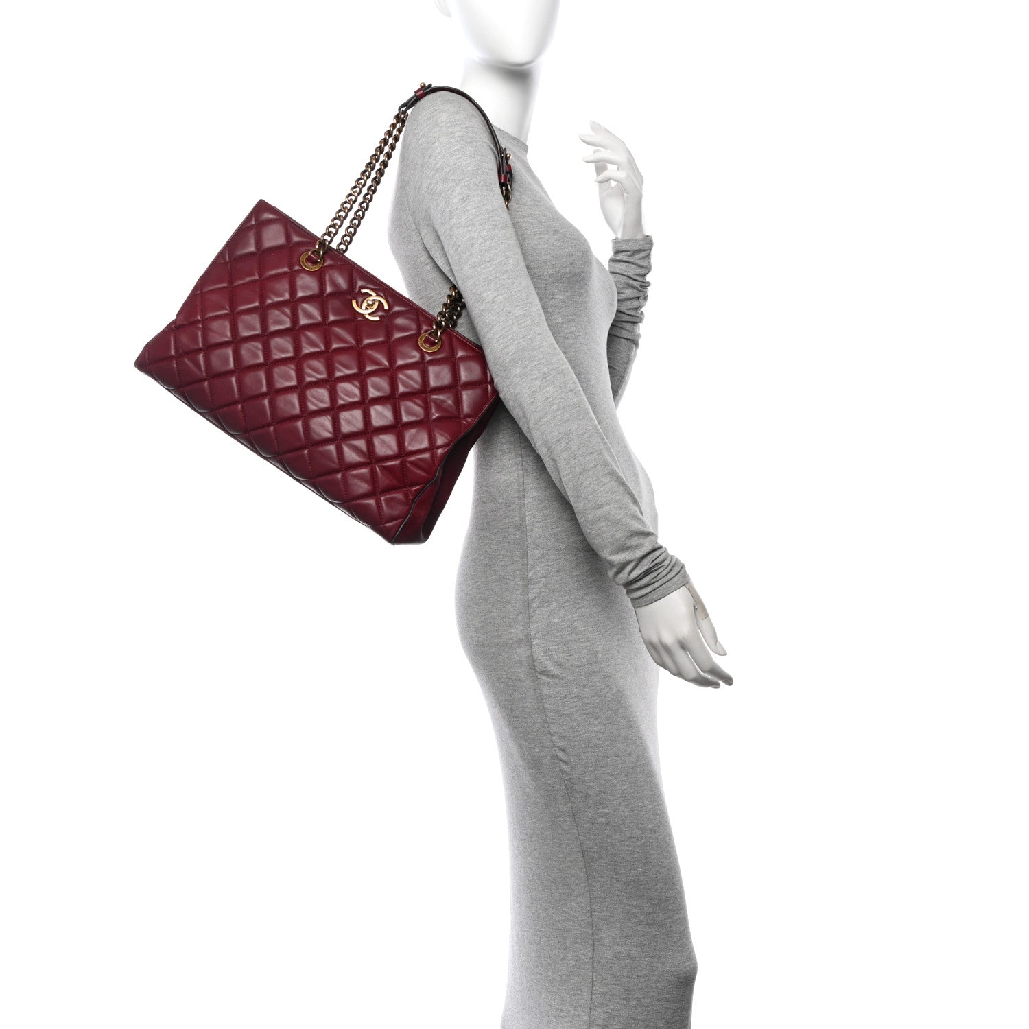 Chanel Calfskin Quilted Perfect Edge Tote Burgundy 2 of 14