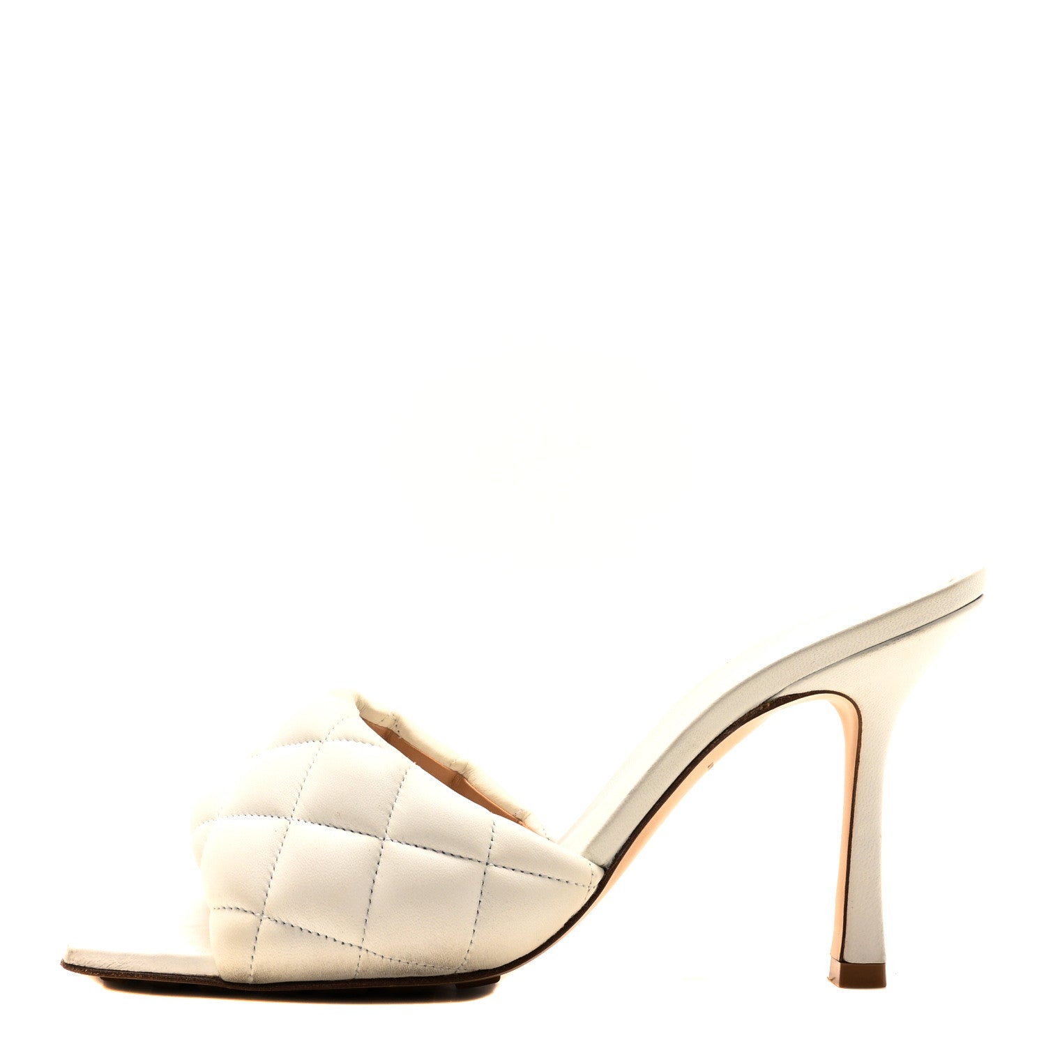 Bottega Veneta Nappa Matelasse Padded Mule Sandals 38.5 Optic White 1 of 8