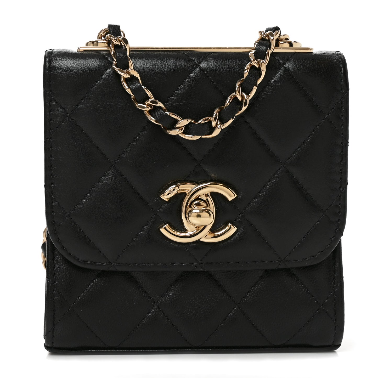 Lambskin Quilted Mini Trendy CC Chain Wallet Black