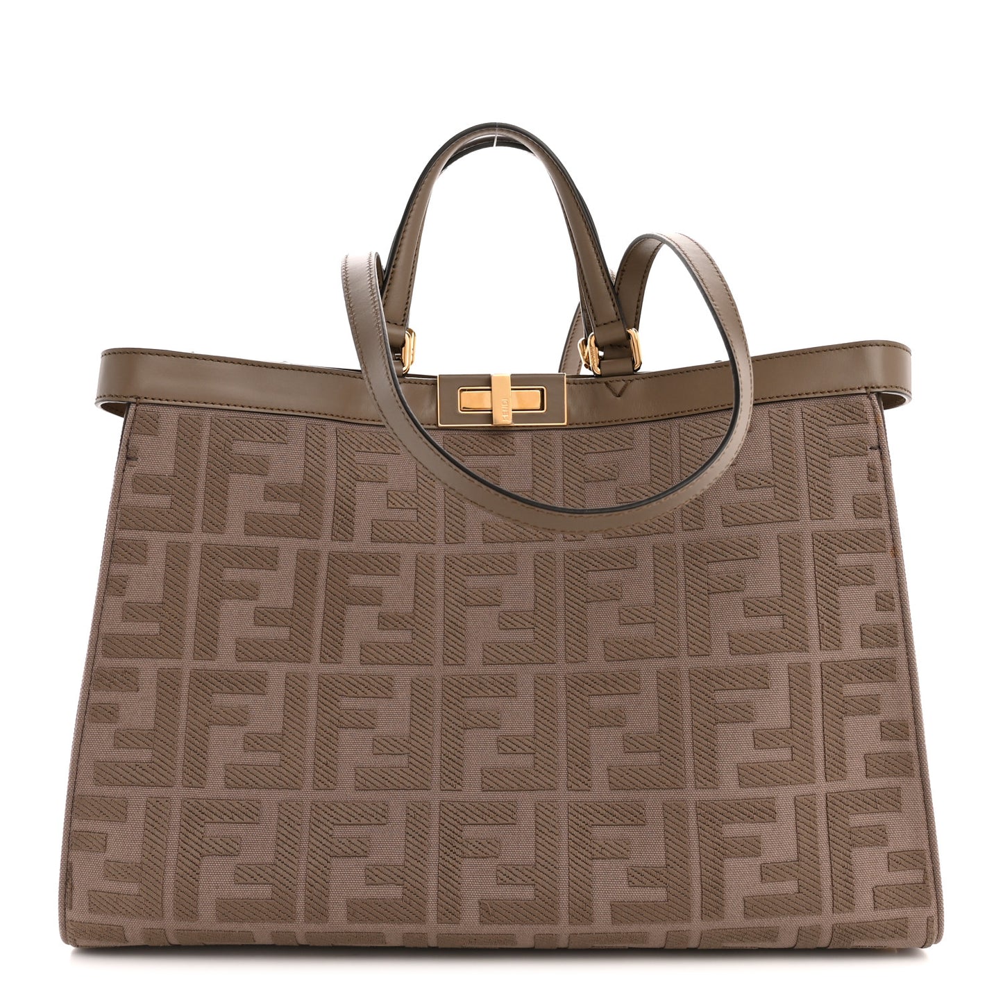 Canvas Vitello King FF Embroidered Medium Peekaboo X-Tote Tartufo